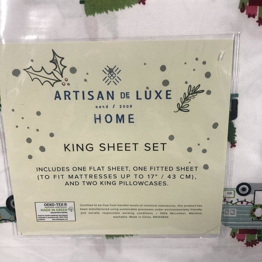 Artisan De Luxe Sheet Set Size King Jeep Holiday Travel RV Cotton Bed Sheets New - Picture 8 of 10
